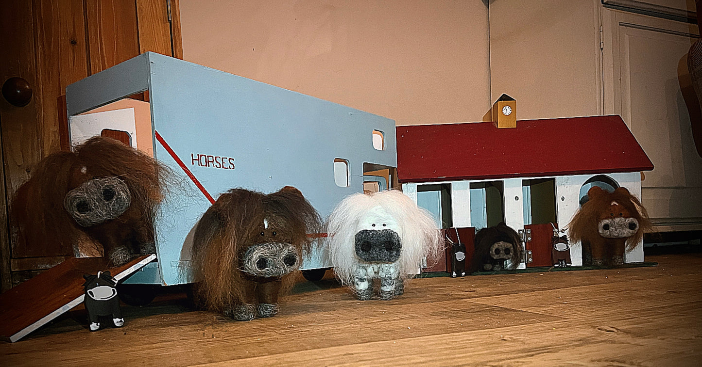 Needle felt potato ponies