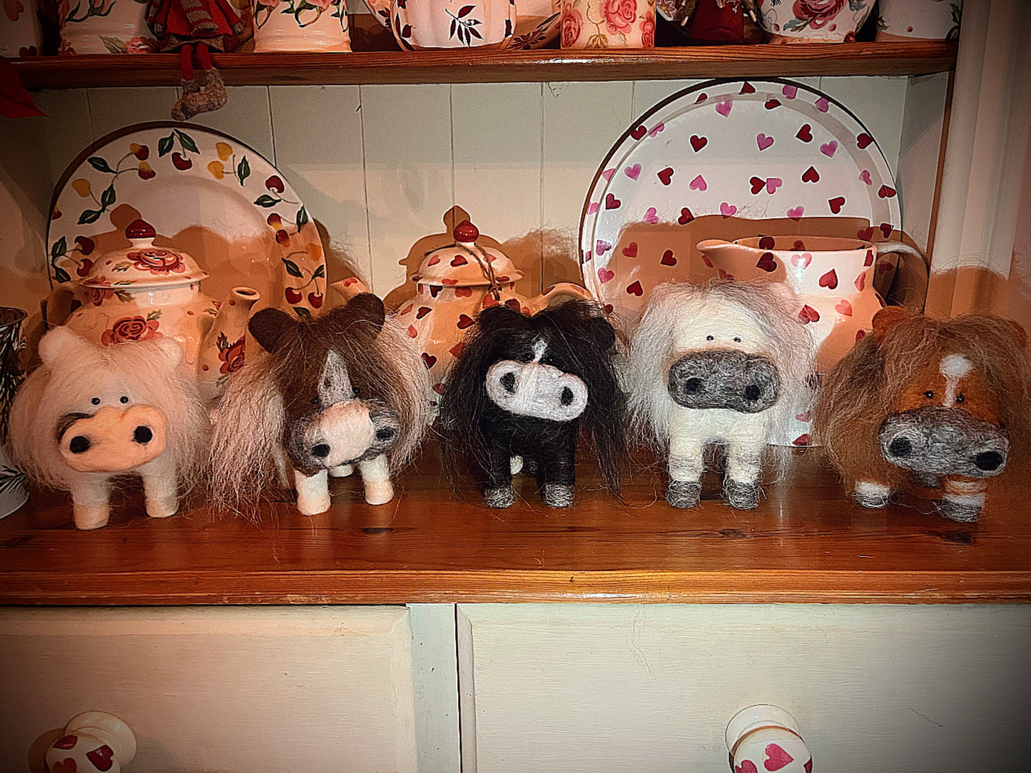 Needle felt potato ponies