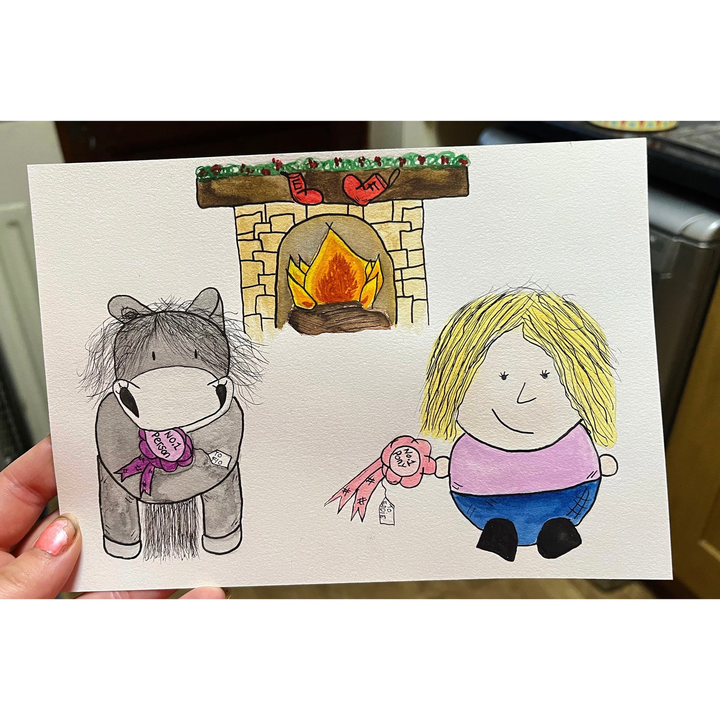 Personalised watercolour potato pony painting