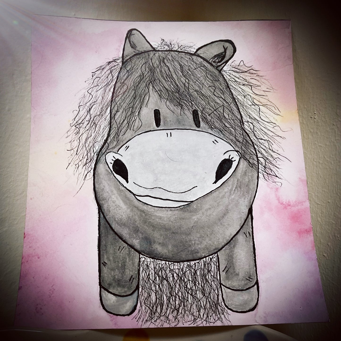 Personalised watercolour potato pony painting
