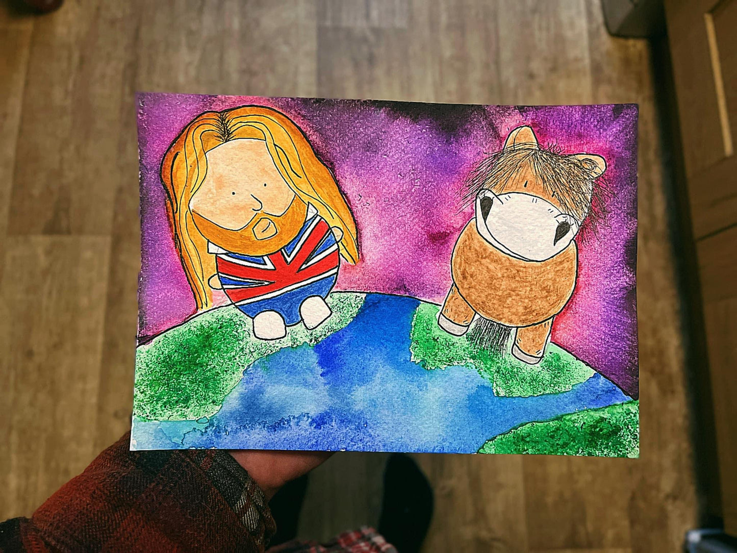 Personalised watercolour potato pony painting